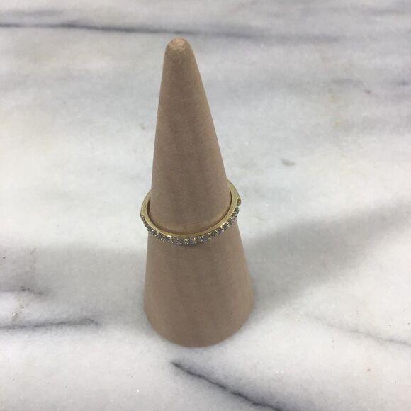 Gold Toned Size 8 Narrow Ring With Row Of Non-Precious Stones - Picture 1 of 3